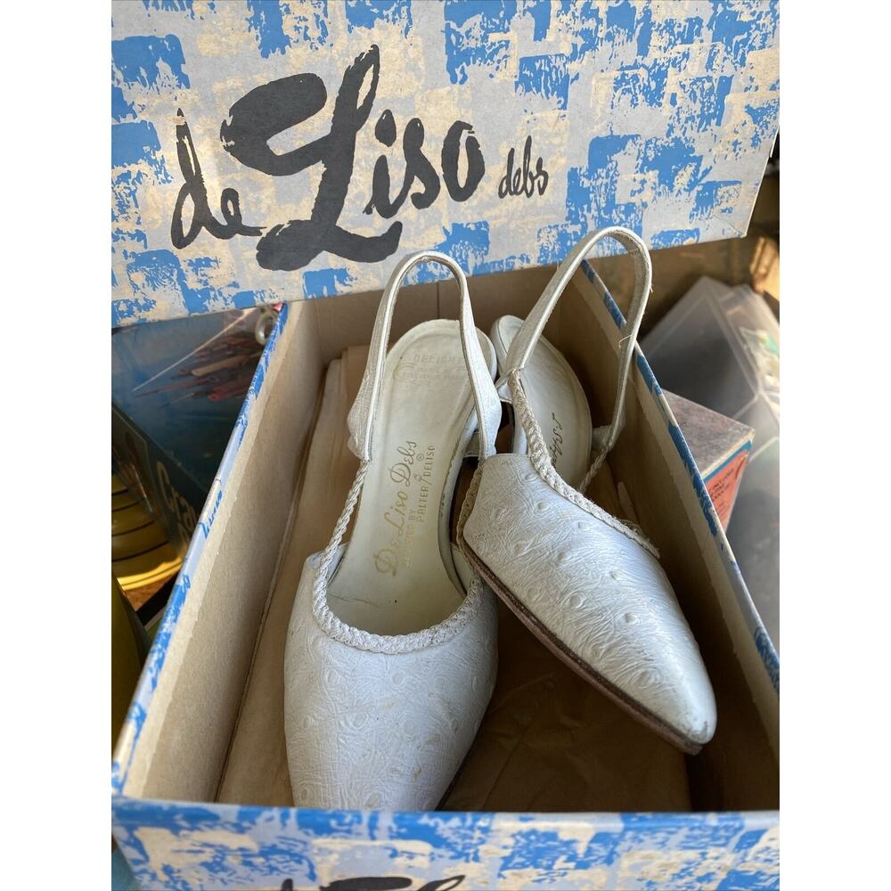 De Lisa Debs Shoes Vintage 6.5 White Ostrich Tahiti